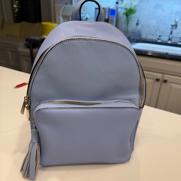 KC JAGGER Women’s Periwinkle Blue Leather Backpack, Front Zip Pocket Tassel main image 14
